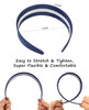 Wecoe Navy Blue Headband 16 Inch Wide Silk Satin Headband Women Non Slip Fashion Plain Head Band Solid Hair Band DIY Hol