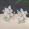 Vintage Light Blue Flower Hair Clips A Pair of Sakura Decorative Hair Clips Tassel Pearl Barrettes Wedding Hair Pins Hai