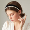 LifeDawn Pearls Headband Padded Headbands for Women 4Pcs Narrow Pearls Padded Plain Turban Headband Bridal Hair Hoop Wed