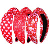 NVENF Valwntines Day Heart Headband for Women Red Heart Knotted Headbands Valentines Hair Accessories Holiday Gifts Vale