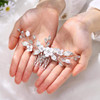 Unicra Bride Silver Wedding Hair Comb Flower Bridal Side Comb Sparkly Crystal Hair Piece Leaf Hair Accessorie for Women