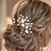 JONKY Pearl Bride Wedding Hair Pins Silver Crystal Hair Pieces Bridal Rhinestone Hair Accessories for WomenPack of 2