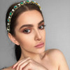 Sinalty Green Rhinestones Headbands Thin Pearls Headband Crystal Hair Accessories for Women