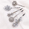 5Pack Vintage Crystal Decorative Bobby Pins Hair Accessories Silver Tone Women