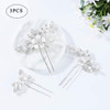 YBSHIN Bride Flower Wedding Hair Pins Silver Crystal Hair Piece Bridal Leaf Hair Accessories for Women Pack of 3
