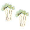 LALAFINA 2Pcs Jade Flower Hairpins Chinese Hair Stick Vintage Flower Hair Stick Chinese Traditional Hair Pin Hanfu Headw