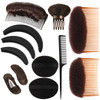 12 Pieces Hair Styling Set Sponge Invisible Clips Combs Volume Inserts Hair Extensions Accessories Black Coffee Dark Bro