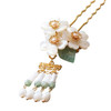 Original Handmade Brass Classical Hair Clasp Shell Pearl Decor Chinese Traditional Style Hair Sticks Shawl Pins Picks Ha