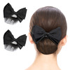 Beaupretty 2 Pieces Hair Snood Net Barrette Mesh Clip Elastic Butterfly Bun Bow Headdress for Lady Women Dance Office Bl