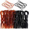 WILLBOND 48 Pieces Plastic U Shaped Black and Brown Hair Pins Lady Style Grip Hairpins Fast Spiral Hair Grip for Women G