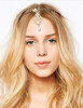 Chargances Bridal Head Chain Bohemia Crystal and Pearl Drop Headpiece Women Forehead Chain Headband Hair Pin for Wedding