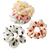 5 Pcs Chiffon Hair Rope Hair Ring Love Heart Printing Satin Fabric Covered Scrunchy Elastic Hair Bands Top Knots Ponytai