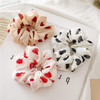 5 Pcs Chiffon Hair Rope Hair Ring Love Heart Printing Satin Fabric Covered Scrunchy Elastic Hair Bands Top Knots Ponytai