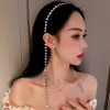 Wiwpar Rhinestone Tassel Headband for Women Girls Sparkly Rhinestone Fake Earrings Hair Chain Hair Hoop Wedding Hair Ban