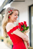 NVENF Valentines Day Heart Headband Sparkling Rhinestone Heart Hairbands Red Heart Hair Hoop Valentines Hair Accessory W