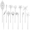 Cinaci 12 Pack Silver KC Gold Metal Decorative Chinese Vingtage Butterlfy Flower Hair Sticks Chopsticks Retro Hair Pins