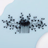Teyglen Bride Wedding Hair Comb Shiny Black Crystal Beads Hair Piece Bridal Black Crystal Hair Comb for Bride Vintage He