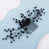 Teyglen Bride Wedding Hair Comb Shiny Black Crystal Beads Hair Piece Bridal Black Crystal Hair Comb for Bride Vintage He