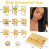 Lucomb 220 Pcs Gold Hair Jewelry for Braids Loc Jewelry for Hair Dreadlock Loc Charms for Women Metal Gold Braids Rings