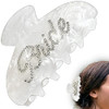 Bride Hair Claw Clip White Acrylic Hair Clip Hair Barrettes Rhinestone DoubleSide Bride Logo Hair Accessories Bacheloret