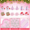 Whaline 6 Pairs Christmas Clips Kit Classic Xmas Elements PU Hairpins Santa Snowflake Snowman Reindeer Hair Barrettes Cu