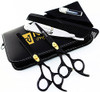 Macs Professional Black Gold Plated Beauty full Double Tone Combination Razors Edge Barber Hair Cutting ScissorShear Set