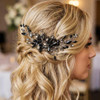Brishow Black Rhinestone Hair Accessories Wedding Crystal Hair Combs for Women