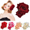 Ladies Handmade Flannel Elegant Pink Red Rose Hairpin Hair Clips Bridesmaid Head Piece Bridal Flower Hiar Clip Valentine