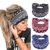 Bohend Boho Wide Headband Women Cotton Headbands Knotted Stretchy Bandeau No Slip Yoga Hairband G