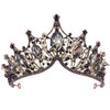 Salliy Baroque Crown and Tiaras Black Crystal Crown Bride Wedding Headpieces Gothic Queen Hair Accessories for Women and