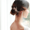 Handmade Wedding Rose Gold Hair Comb Pearl Leaf Bridal Wedding Hair Accessories for Brides and Bridesmaid