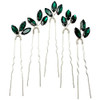 BETITETO Crystal Bridal Hair Pins Accessories 5 Pieces UShaped Rhinestone Headpiece for Wedding Party Emerald Green