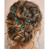 BETITETO Crystal Bridal Hair Pins Accessories 5 Pieces UShaped Rhinestone Headpiece for Wedding Party Emerald Green