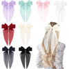 VOBOBE Hair Bow Clip 8Pcs Big Tulle Layered Hair Bows for Women Girls 8 Inch Long Black Gauze Bows French Style Hair Acc