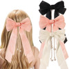 XFYUZR Hair Bows for Women Hair Ribbon Bows Clip With Long Tail Bowknot Hair Clips for Girls Big Bow Hair Barrettes Blac