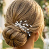 CASDRE Rhinestone Wedding Hair Comb Crystal Hair Accessories for Women A Silver