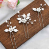 YBSHIN Bride Wedding Pearl Hair Pins Silver Rhinestone Hair Clips Sparkly Crystal Hair Piece Bride Leaf Hair Accessories