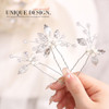 YBSHIN Bride Wedding Pearl Hair Pins Silver Rhinestone Hair Clips Sparkly Crystal Hair Piece Bride Leaf Hair Accessories