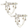 Star Hair Clips 2pcs Silver Chinese Hair Clips Dangle Tassels For Women Girls