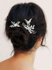 Gorais Butterflies Bride Wedding Hair Pins Silver Pearl Bridal Hair Pieces Crystal Hair Decoration Leaf Hair Accessories