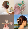 2 PCS Metal Big Hair Claw Clips Dragonfly Lotus Rose Shiny Rhinestone Nonslip Hair Jaw Clips Hair Catch Barrette Clamp H