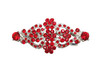Faship Red Rhinestone Crystal Floral Hair Barrette Clip