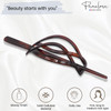 Parcelona French Twist Tortoise Shell Brown Chignon Ponytail Holder Hair Slider Pin Thru Hair Barrette with Stick For Wo