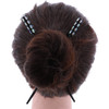 2 Sets of Two Wooden Hair Sticks With Gem Top for WomenBlack