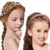WILLBOND 2 Pieces Flower Girls Headpiece Princess Wedding Faux Pearls Rhinestone Headband Bridal Crystal Hairband Tiara