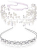 WILLBOND 2 Pieces Flower Girls Headpiece Princess Wedding Faux Pearls Rhinestone Headband Bridal Crystal Hairband Tiara