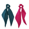 GETACOTA 10 Pieces Hair Scrunchies Bowknot Satin Chiffon Long Tail Elastics Ribbon Ear Bow Pattern Colors Scrunchy Scarf