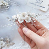 YBSHIN Wedding Hair Accessories for Women Silver Flower Hair Clips Rhinestone Bridal Headpieces Pearl Hair Accessories f