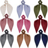 9 Pcs Satin Hair Accessories Set Bow Scrunchies Solid Bow Hair Bands Ribbon Ponytail Holders with Tails and Elastic Hair