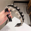 Aimimier Baroque Crystal Headband Bridal Vintage Pearl Floral Crown Luxury Rhinestone Wide Hair Hoop for Wedding White